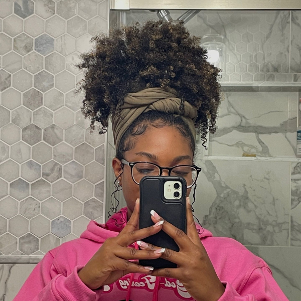 High Puff With Head Wrap