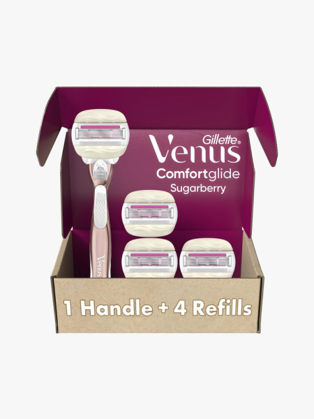 Gillette Venus Comfortglide in branded components on a light gray background