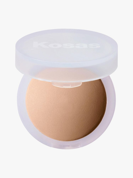 Kosas Cloud Set Baked Setting Powder cloudy periwinkle compact of pressed powder on light gray background
